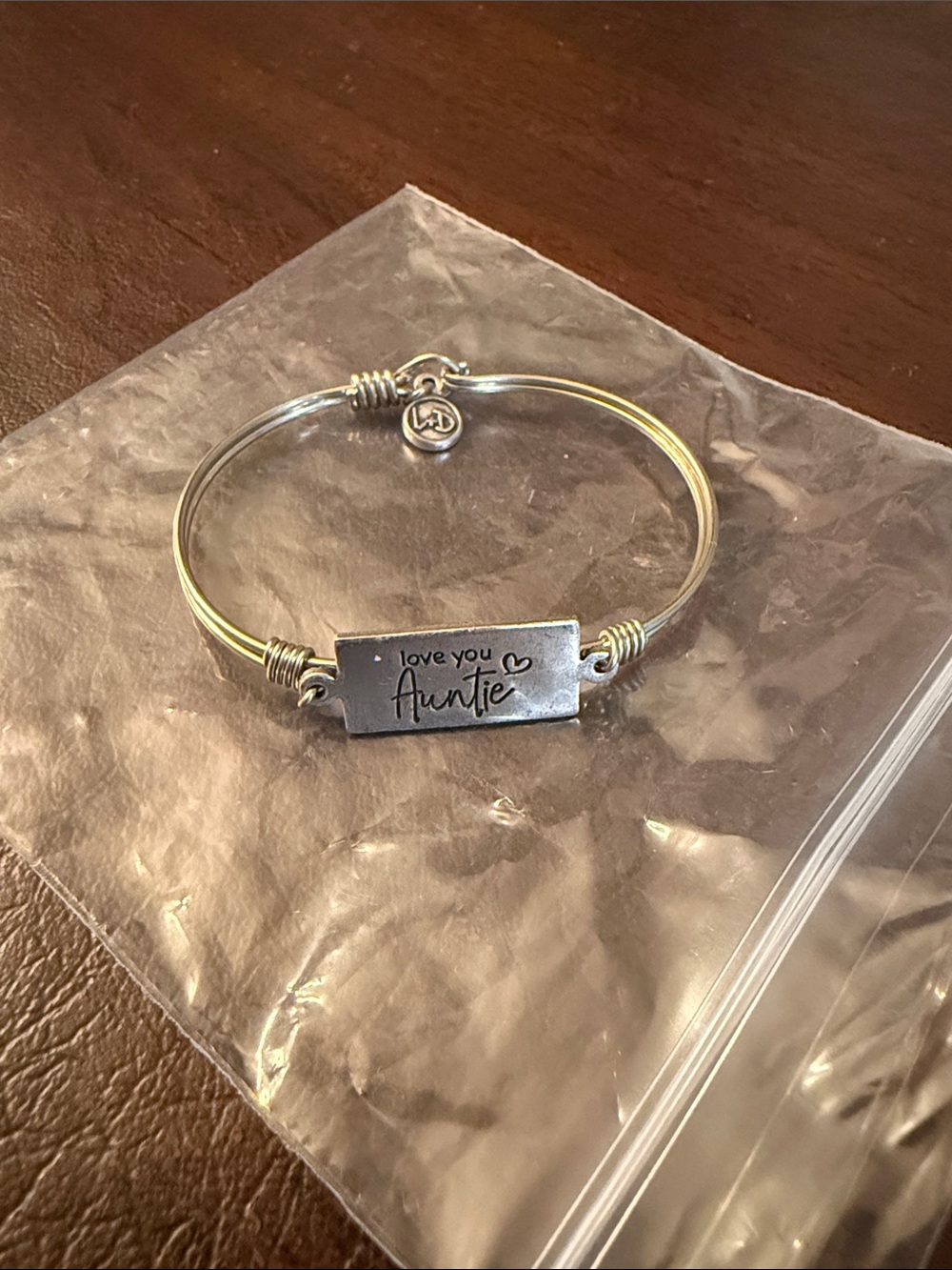 Luca + Danni Silver Tone Inspirational Plate Bangle